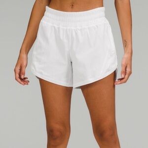 Lululemon track that mid-rise lined short 5” white NWT